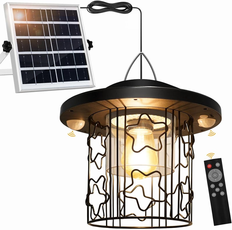 AEQ Solar Shed Light Outdoor Indoor, Solar Gazebo Lights 3000LM Daytime Available with 5 Modes/3 Color Temps/Dual Motion Sensor, Hanging Pendant Lights for Gazebo Barn Garage - Image 1